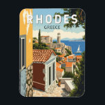 Rhodes Griechenland Altstadt Reisen Vintag Magnet<br><div class="desc">Rhodes Retrovektorreisdesign. Rhodos,  die größte der Dodekaner-Inseln Griechenlands,  ist bekannt für seine Badeorte und die alten Ruinen.</div>