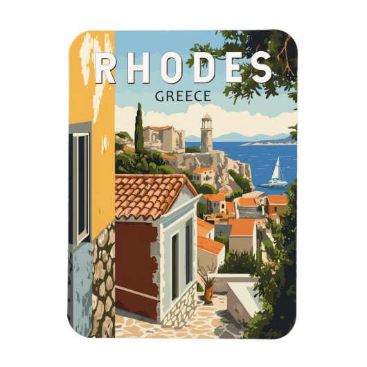 Rhodes Griechenland Altstadt Reisen Vintag Magnet (Vertikal)