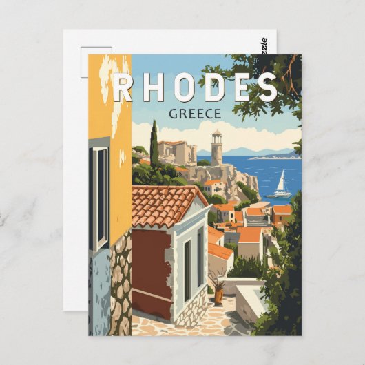 Rhodes Griechenland Altstadt Reisen Vintag Postkarte (Vorne/Hinten)