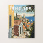 Rhodes Griechenland Altstadt Reisen Vintag Puzzle<br><div class="desc">Rhodes Retrovektorreisdesign. Rhodos,  die größte der Dodekaner-Inseln Griechenlands,  ist bekannt für seine Badeorte und die alten Ruinen.</div>