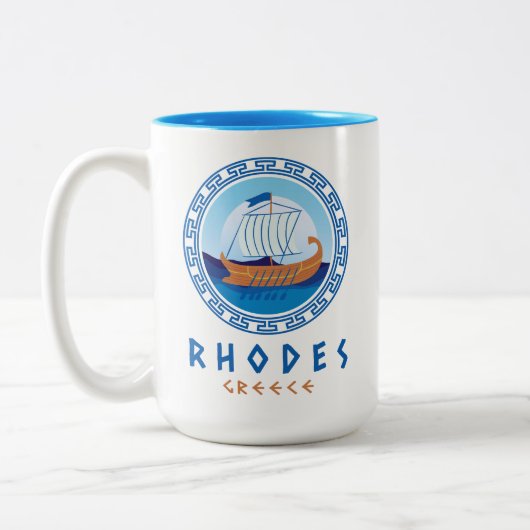 Rhodes, Griechenland, Entwurf eines griechischen S Zweifarbige Tasse (Links)