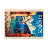 Rhodes Griechenland Reisen Kunst Vintag Magnet (Horizontal)