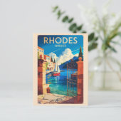 Rhodes Griechenland Reisen Kunst Vintag Postkarte (Stehend Vorderseite)