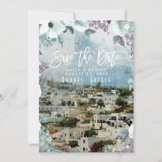 Rhodes Griechenland Sommerhochzeit speichern Sie d Dankeskarte (Vorderseite)