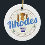 Rhodes Griechenland Vintage Insel Aegean Souvenir Keramik Ornament<br><div class="desc">Rhodos mit Säulen Vintage Andenken für Inselurlaube in Griechenland. Rhodes mit Retro-Olivendesign als Souvenir für Strand und Ozean. Lifestyle für griechische Backpacker und Dodekaner und Ägäis Urlaub. Rhodes in Griechenland Vintage Olivenandenken. Rhodes in der Ägäis für Ausflüge zum Koloss von Rhodos und Urlaub auf der Insel und Dodekanes Meer. Griechenland...</div>