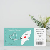 Rhodes Wedding Destination Ticket Boarding Pass Einladung (Stehend Vorderseite)