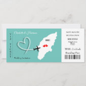 Rhodes Wedding Destination Ticket Boarding Pass in Einladung (Vorderseite)