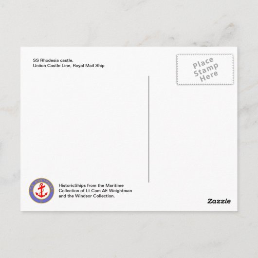 Rhodesia Burg, Gewerkschaft Postkarte (Rückseite)