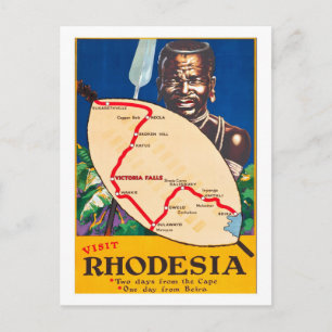 Rhodesia, traditioneller Krieger mit Karte auf dem