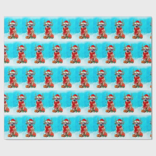 Rhodesian Rdgeback im Schnee mit Weihnachtsgeschen Geschenkpapier (Flach)