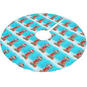 Rhodesian Rdgeback im Schnee mit Weihnachtsgeschen Polyester Weihnachtsbaumdecke (Schrägansicht)