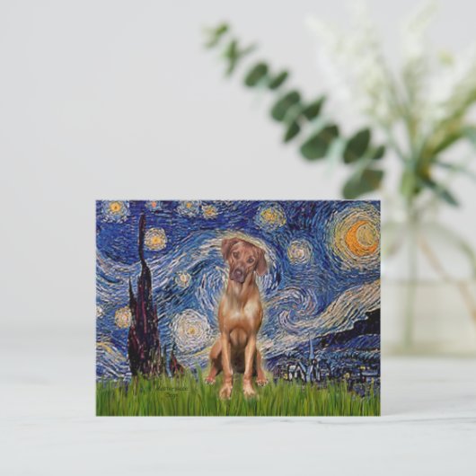 Rhodesian Ridgeback 1 - Starry Night Postkarte (Stehend Vorderseite)