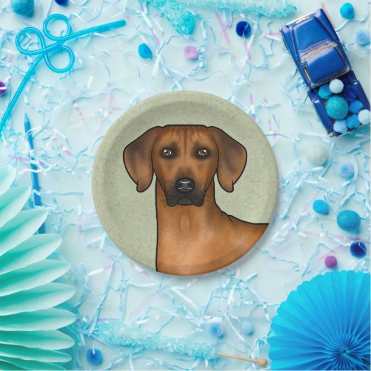 Rhodesian Ridgeback African Lion Dog Head Green Pappteller (Party)