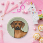 Rhodesian Ridgeback African Lion Dog Head Green Pappteller (Party)