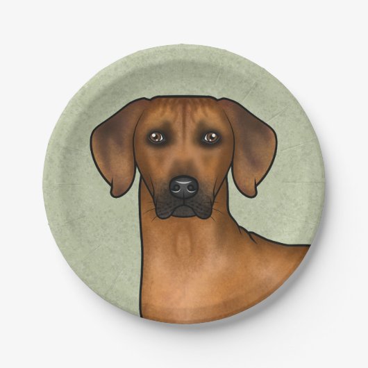 Rhodesian Ridgeback African Lion Dog Head Green Pappteller (Vorderseite)