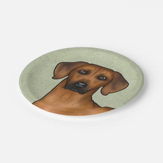 Rhodesian Ridgeback African Lion Dog Head Green Pappteller (Schrägansicht)