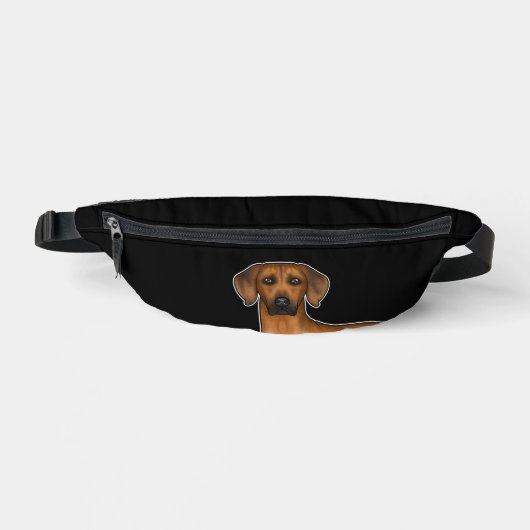 Rhodesian Ridgeback African Lion Dog Head on Black Bauchtasche (Vorderseite)