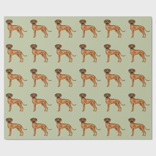 Rhodesian Ridgeback African Lion Dog Pattern Green Geschenkpapier (Flach)