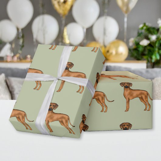 Rhodesian Ridgeback African Lion Dog Pattern Green Geschenkpapier