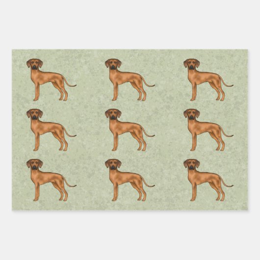 Rhodesian Ridgeback African Lion Dog Pattern Green Geschenkpapier Set (Vorderseite 2)