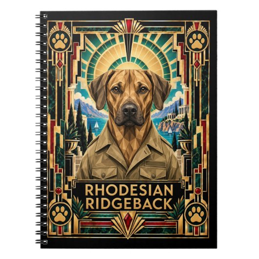 Rhodesian Ridgeback, Art Deco Hund Notizblock (Vorderseite)