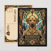Rhodesian Ridgeback, Art Deco Hund Postkarte (Vorne/Hinten)