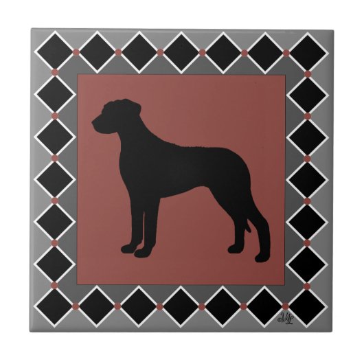 Rhodesian Ridgeback ArtDeco Silhouette Fliese (Vorderseite)