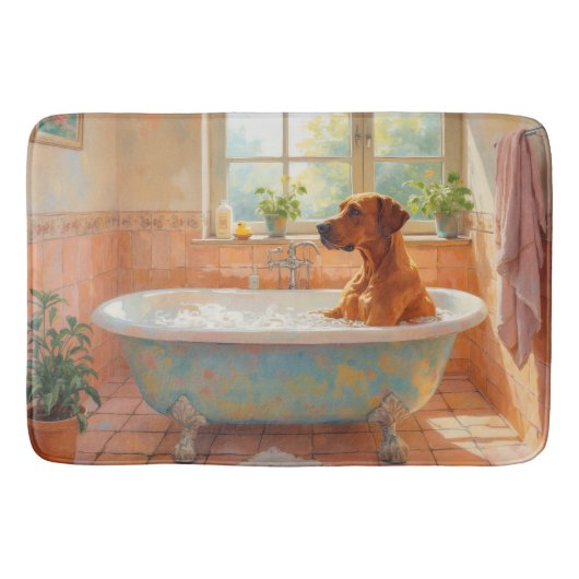 Rhodesian Ridgeback Badzeit Stilvolles Badezimmer Badematte (Vorderseite)