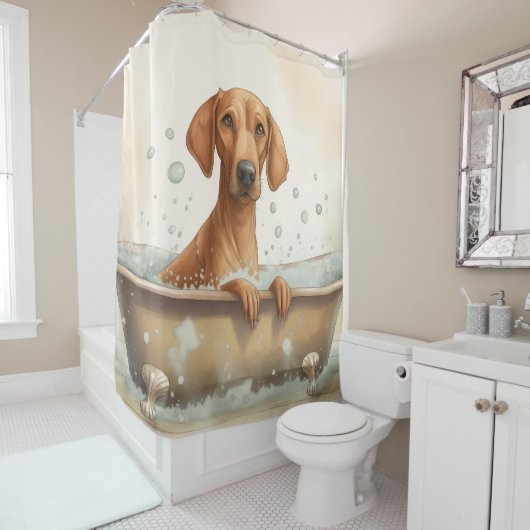 Rhodesian Ridgeback Bathtub Wasserfarbener Hund Ku Duschvorhang (Beispiel)