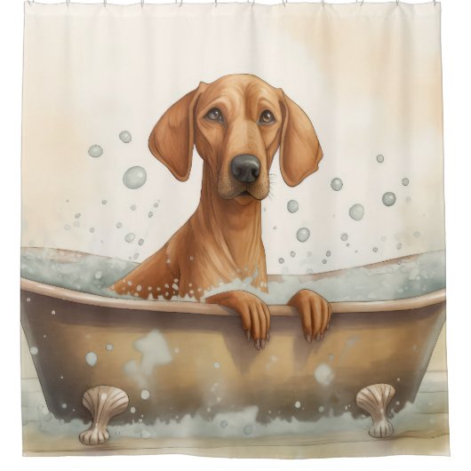 Rhodesian Ridgeback Bathtub Wasserfarbener Hund Ku Duschvorhang (Vorderseite)