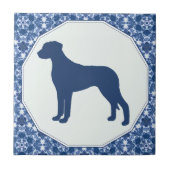 Rhodesian Ridgeback blaue Weide-Silhouette Fliese (Vorderseite)