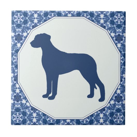 Rhodesian Ridgeback blaue Weide-Silhouette Fliese (Vorderseite)