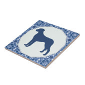 Rhodesian Ridgeback blaue Weide-Silhouette Fliese (Seite)