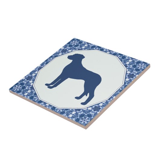 Rhodesian Ridgeback blaue Weide-Silhouette Fliese (Seite)