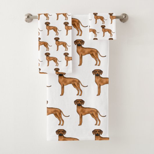 Rhodesian Ridgeback Brown African Lion Dog Pattern Badhandtuch Set (Insitu)