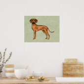 Rhodesian Ridgeback Brown Cartoon Lion Dog Green Poster (Küche)