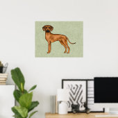 Rhodesian Ridgeback Brown Cartoon Lion Dog Green Poster (Heimbüro)