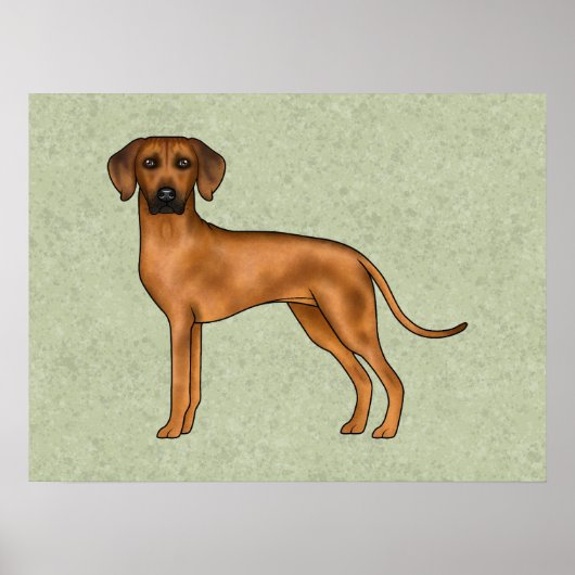 Rhodesian Ridgeback Brown Cartoon Lion Dog Green Poster (Vorne)