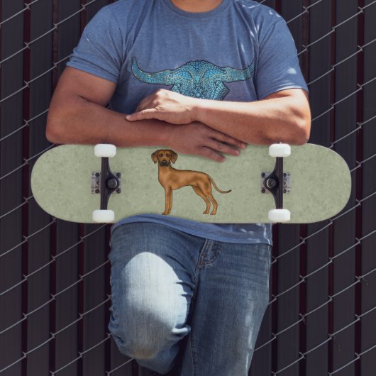 Rhodesian Ridgeback Brown Cartoon Lion Dog Green Skateboard (Außenbereich 3)