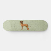 Rhodesian Ridgeback Brown Cartoon Lion Dog Green Skateboard (Horizontal)