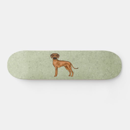 Rhodesian Ridgeback Brown Cartoon Lion Dog Green Skateboard (Horizontal)