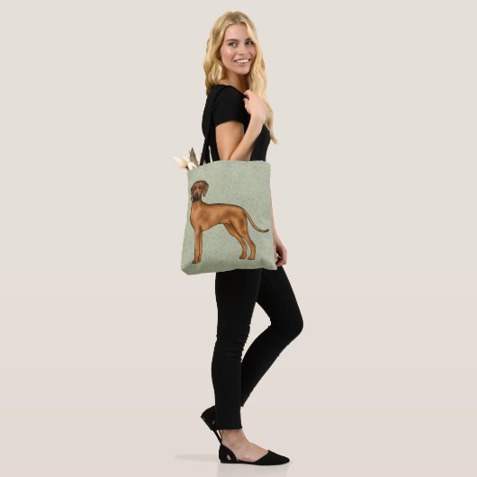 Rhodesian Ridgeback Brown Cartoon Lion Dog Green Tasche (Am Model)