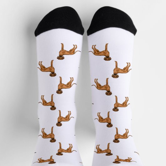 Rhodesian Ridgeback Brown Cartoon Lion Dog Pattern Socken (Oben)