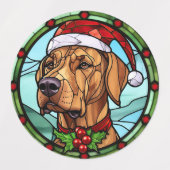 Rhodesian Ridgeback Buntglas Weihnachten Etiketten (Design 2)