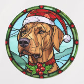 Rhodesian Ridgeback Buntglas Weihnachten Etiketten (Design 1)