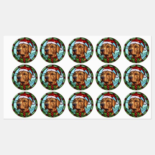 Rhodesian Ridgeback Buntglas Weihnachten Etiketten (Blatt)