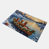 Rhodesian Ridgeback Christmas Boat Holiday Fußmatte (Schrägansicht)