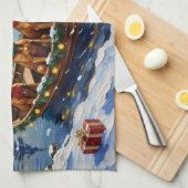 Rhodesian Ridgeback Christmas Boat Holiday Geschirrtuch (Viertel Falte)