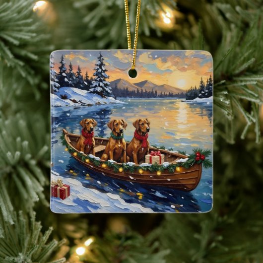Rhodesian Ridgeback Christmas Boat Holiday Keramikornament (Baum)