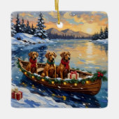 Rhodesian Ridgeback Christmas Boat Holiday Keramikornament (Vorderseite)